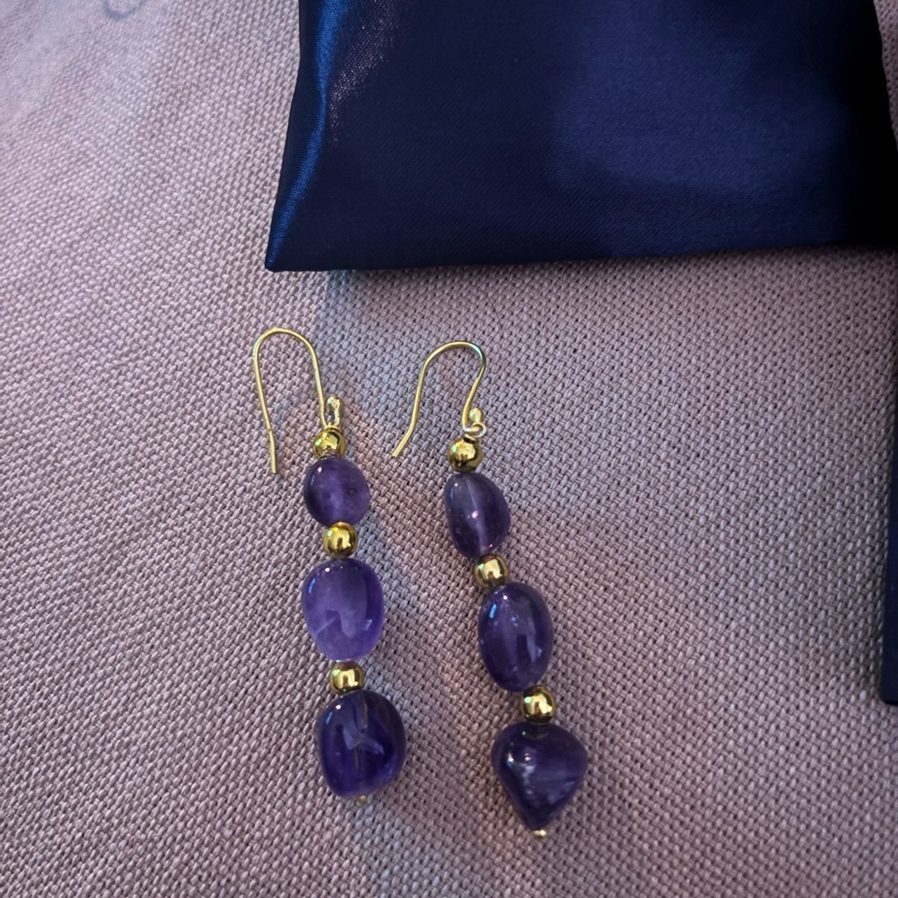 3-piece set: purple amethyst Necklace, Bracelet & Earrings Set Stauer NWB